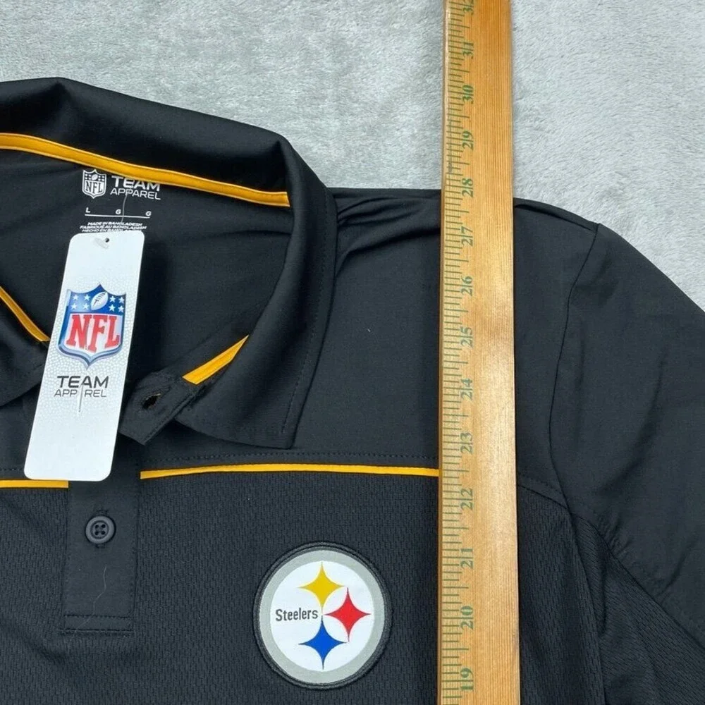 NFL Steelers Team Apparel Mens Polo Shirt Black Large Polyester d0717 - Picture 5 of 8